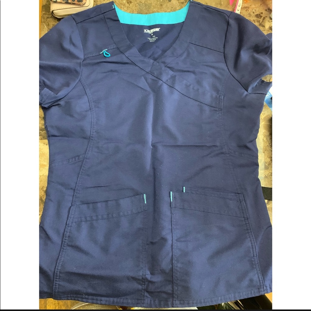 Navy blue scrub top